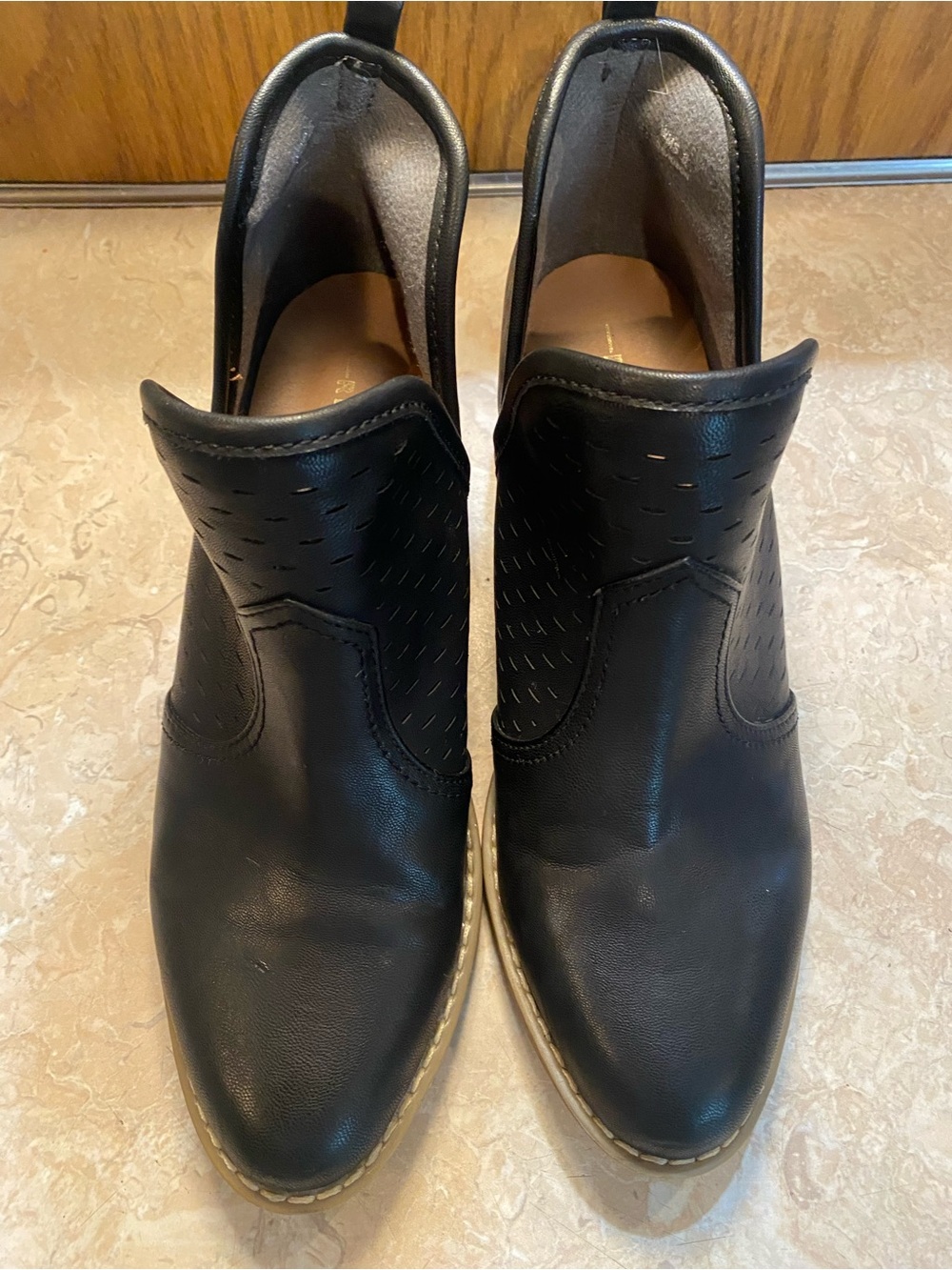 Report Black Perforated Leather Ankle Booties